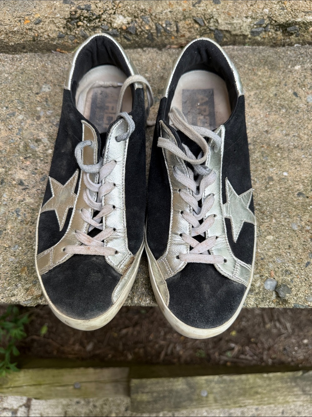 Golden Goose Black Suede Star-Accent Sneakers with Silver Trim